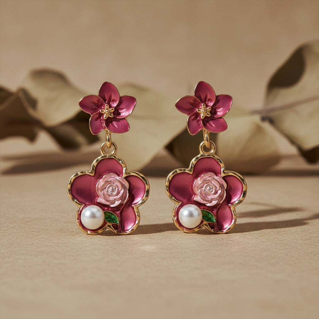Enamel Pearl Earrings GWE -185