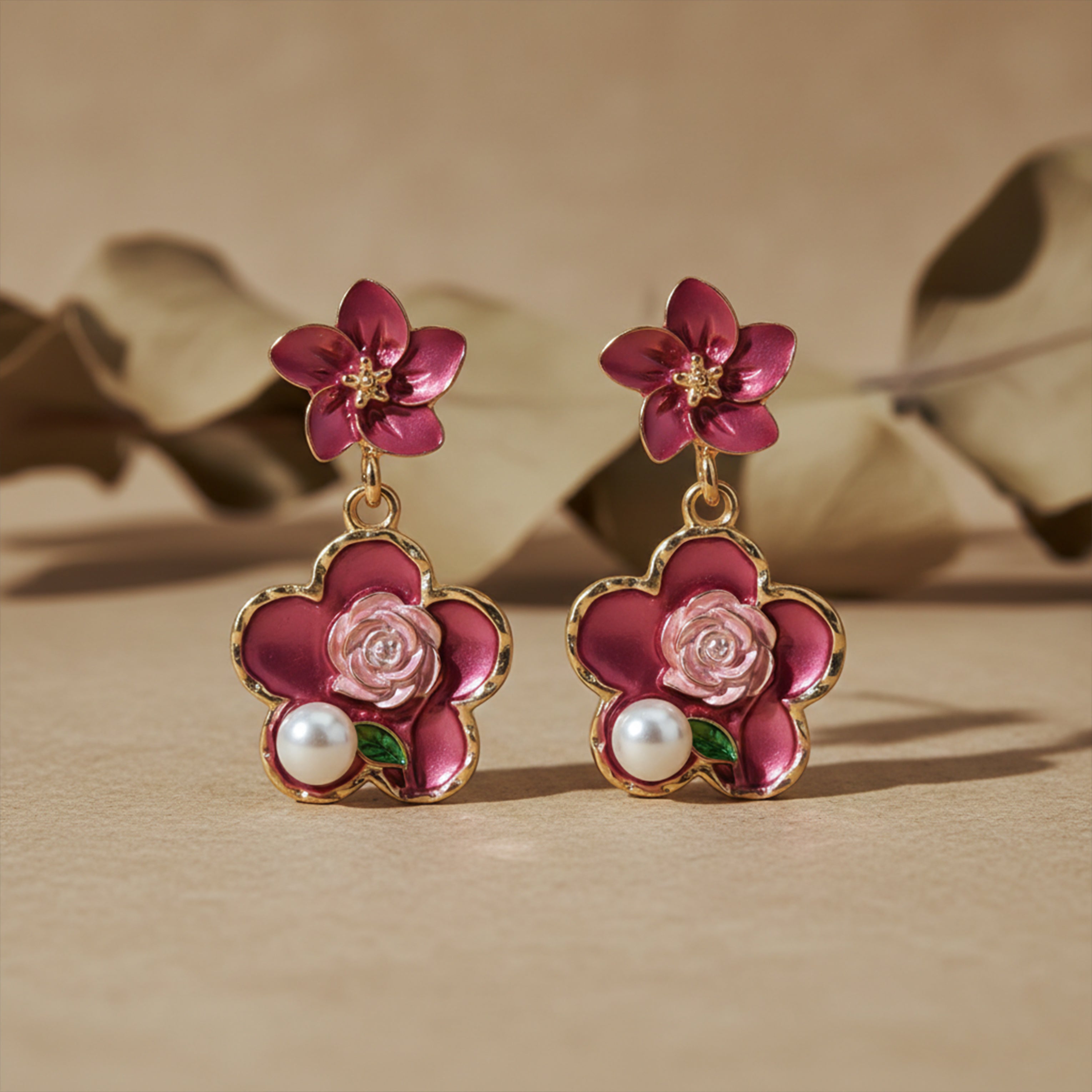 Enamel Pearl Earrings GWE -185