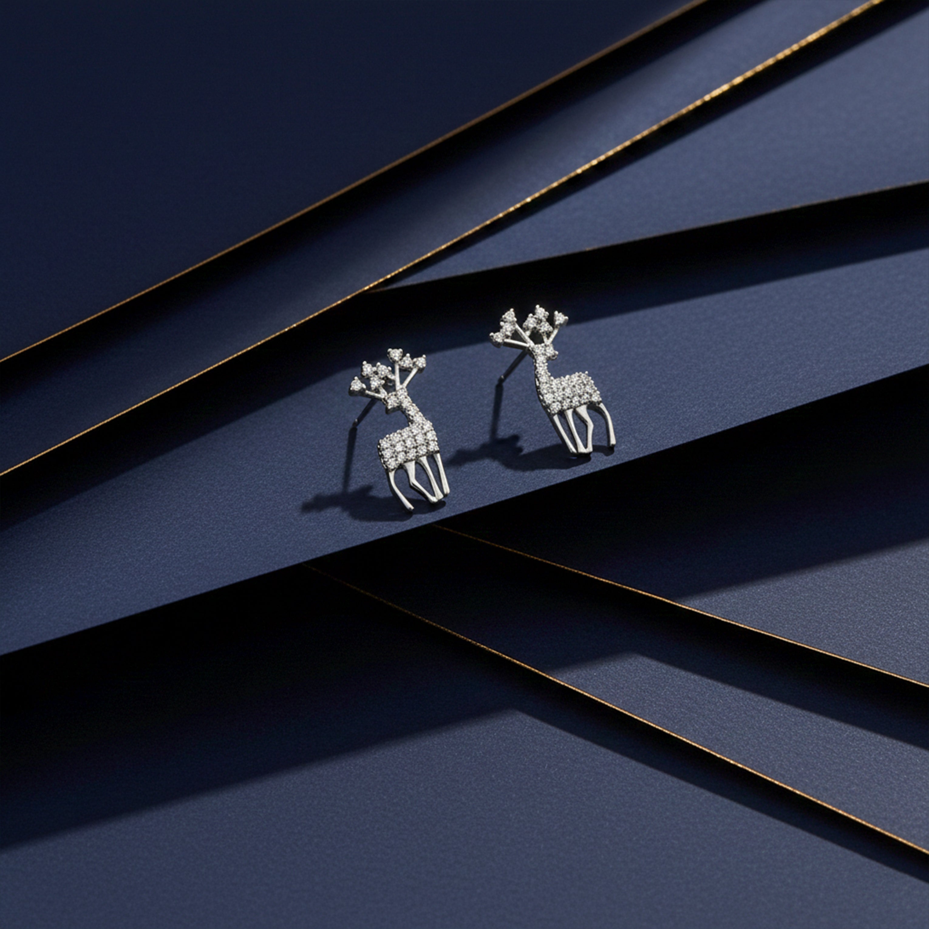 Crystal Reindeer Stud Earrings GWE -97