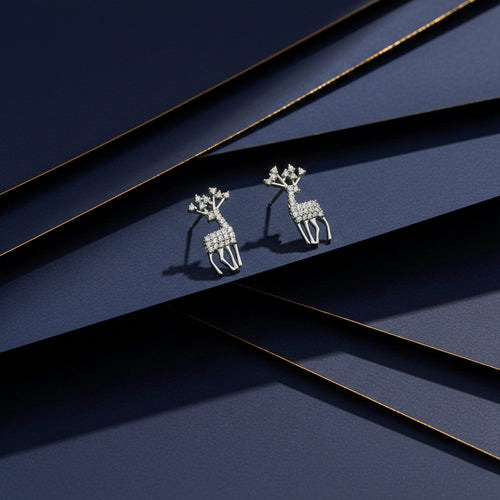 Crystal Reindeer Stud Earrings GWE -97
