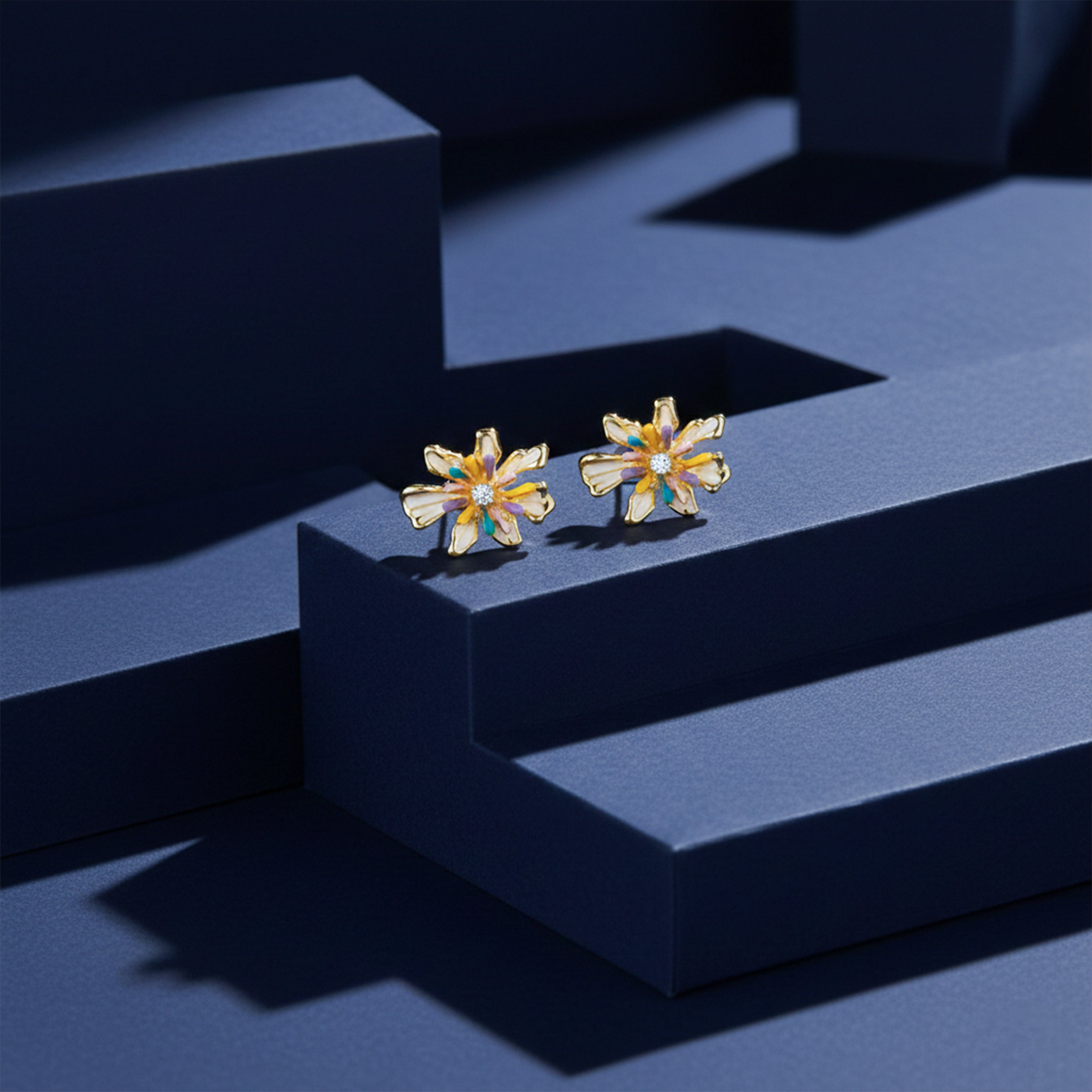 Rainbow Bloom Stud Earrings GWE -154