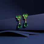 Green Enamel Floral Drop Earrings GWE -233