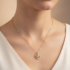 Classic Round Halo CZ Gold Necklace GWN -139
