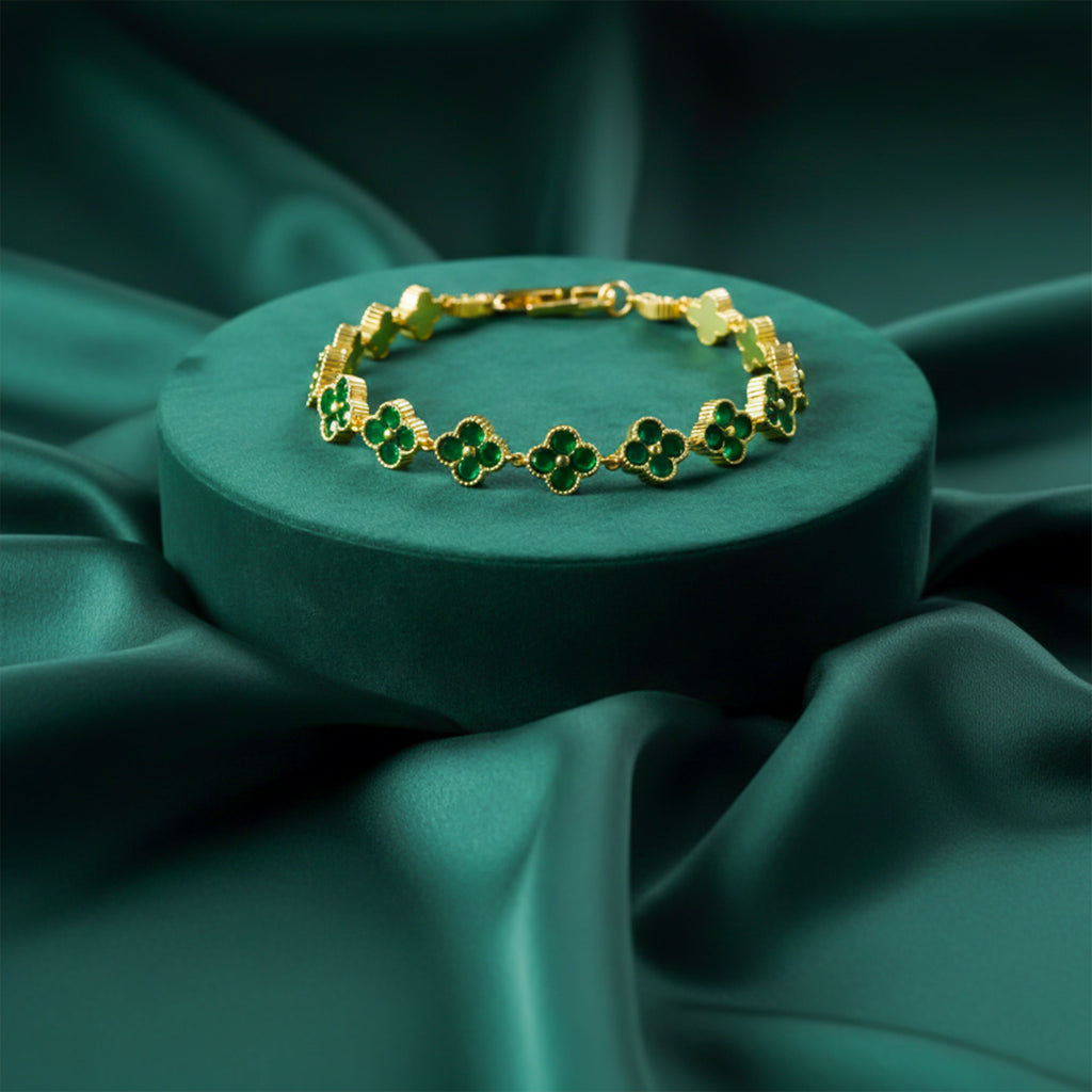 Emerald Clover Gold Bracelet GWB -130