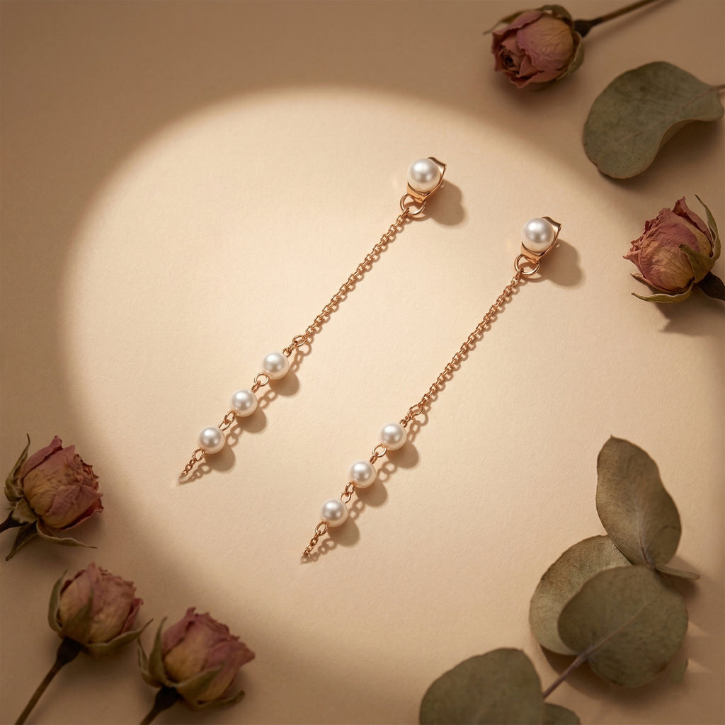 Pearl Chain Drop Earrings GWE -96