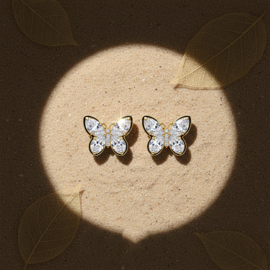 Elegant Butterfly Crystal Stud Earrings GWE -130
