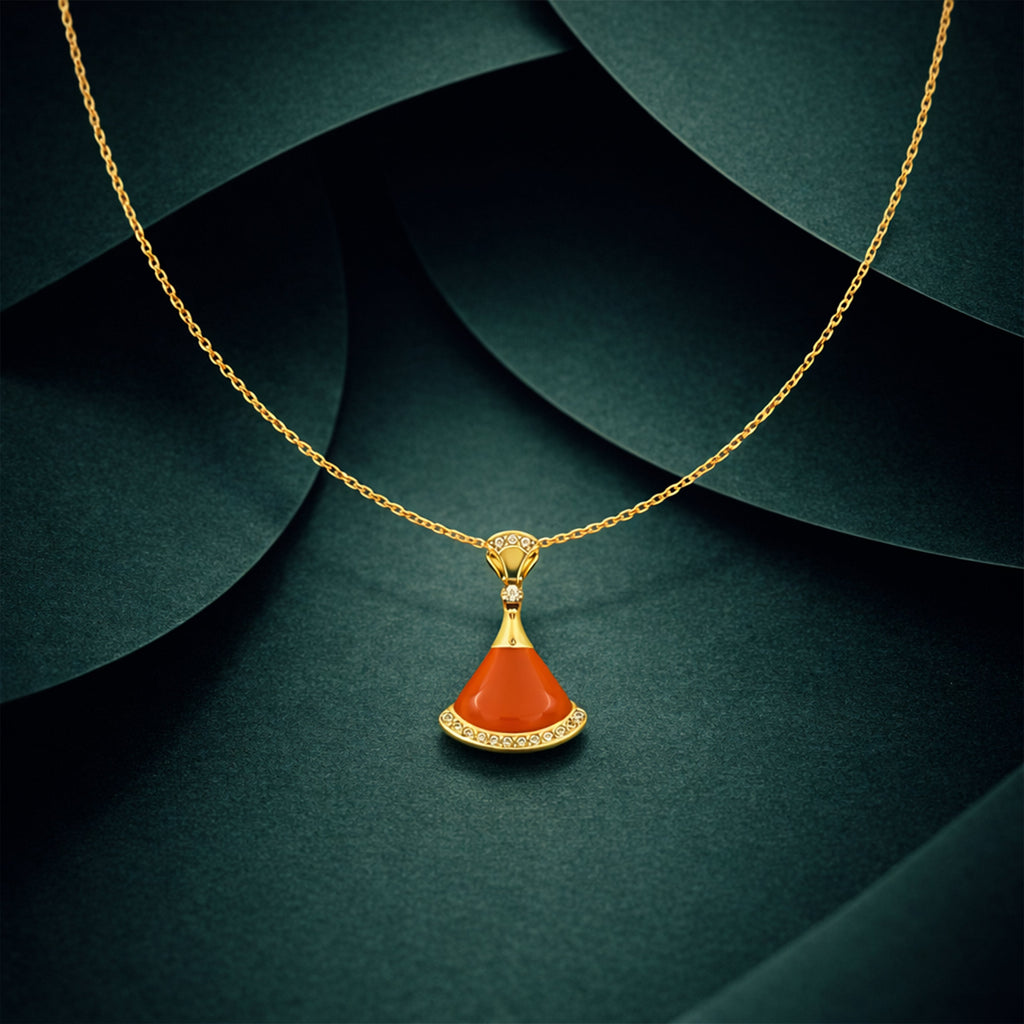 Golden Orange Pendant Necklace GWN -159