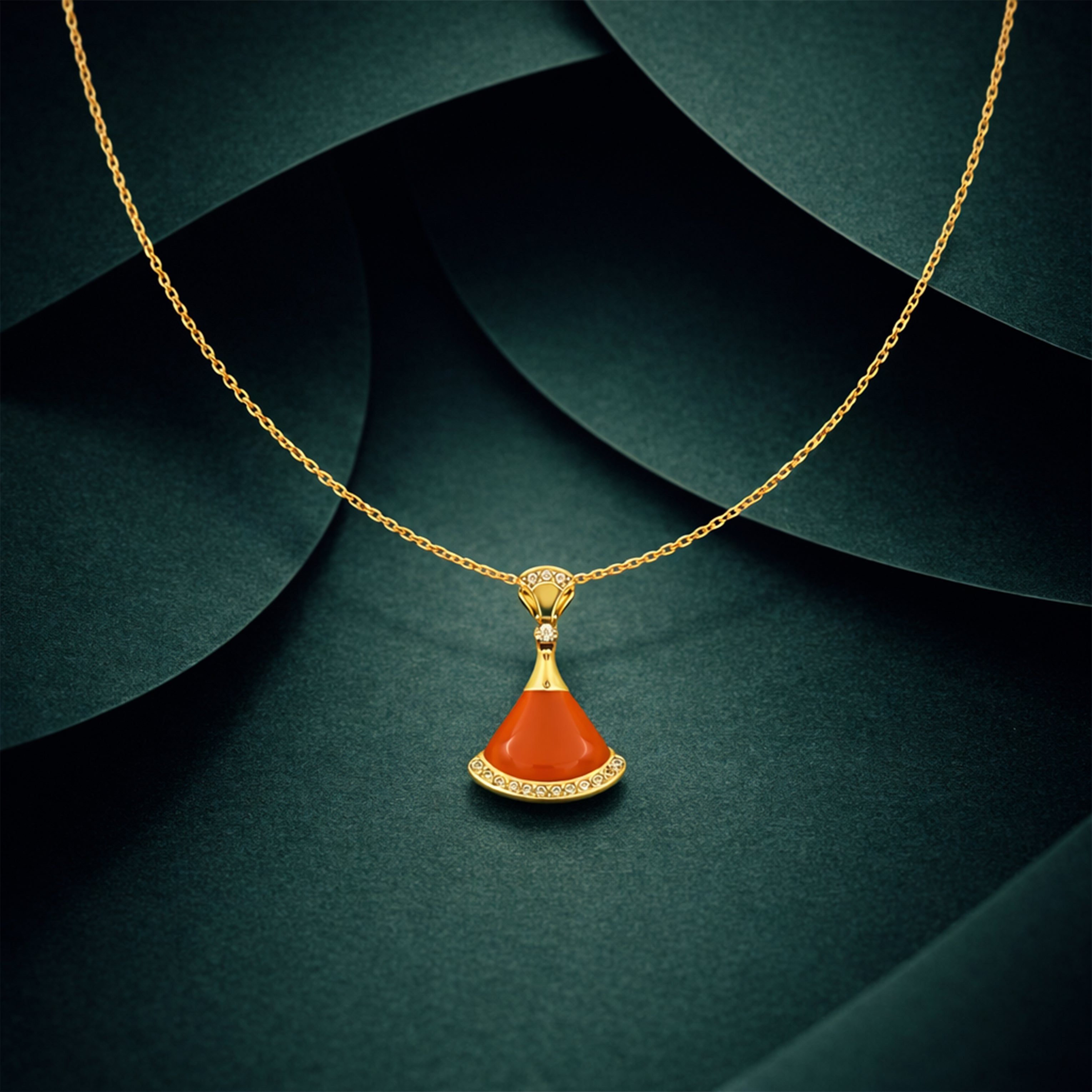 Golden Orange Pendant Necklace GWN -159