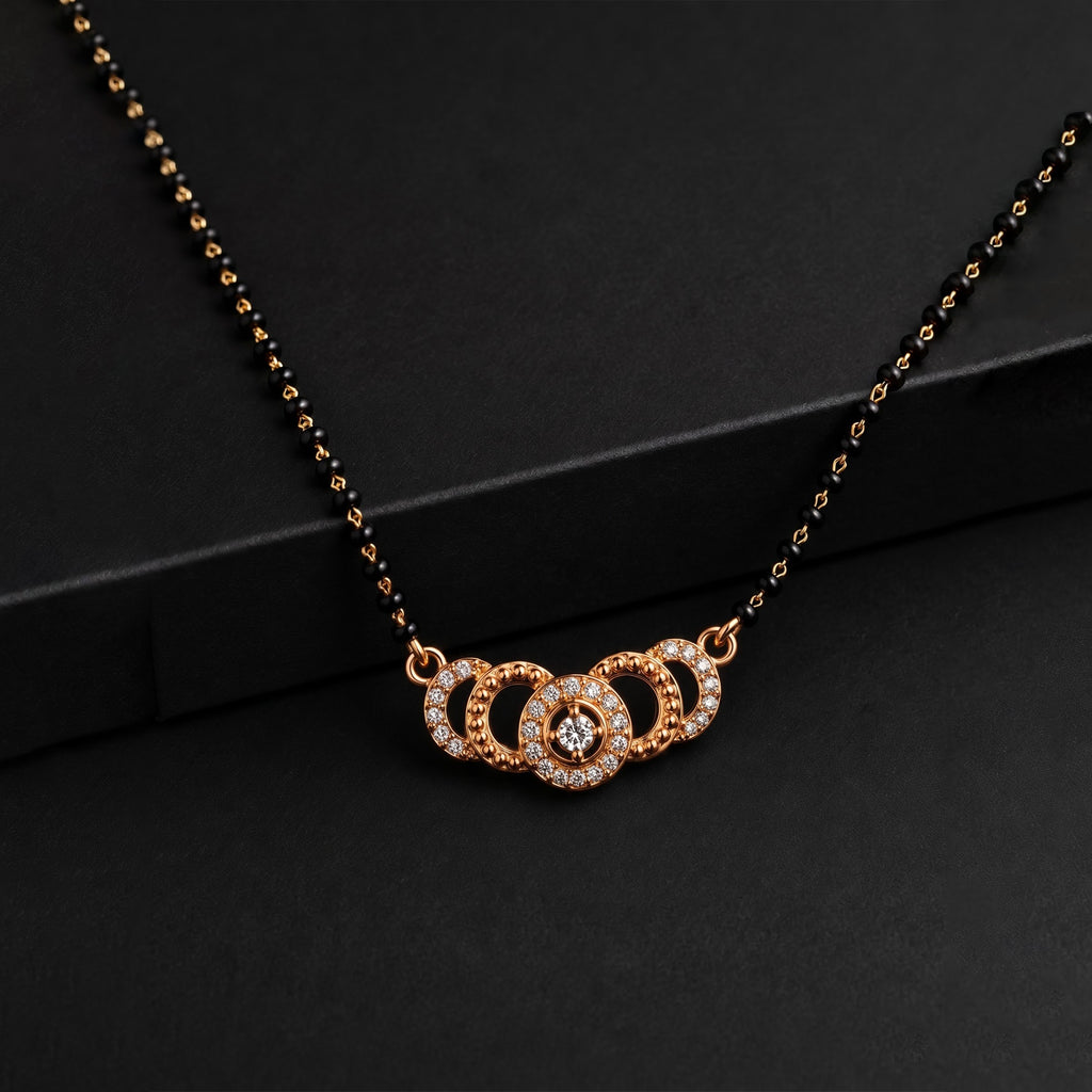Rose Gold Black Beaded Mangalsutra GM -60