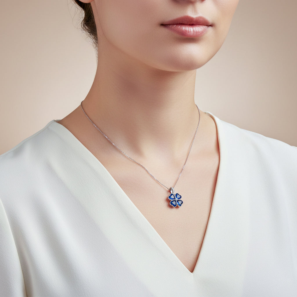 Blue Butterfly Crystal Necklace GWN -162