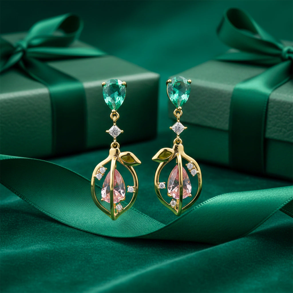 Emerald Bloom Drop Earrings GWE -102