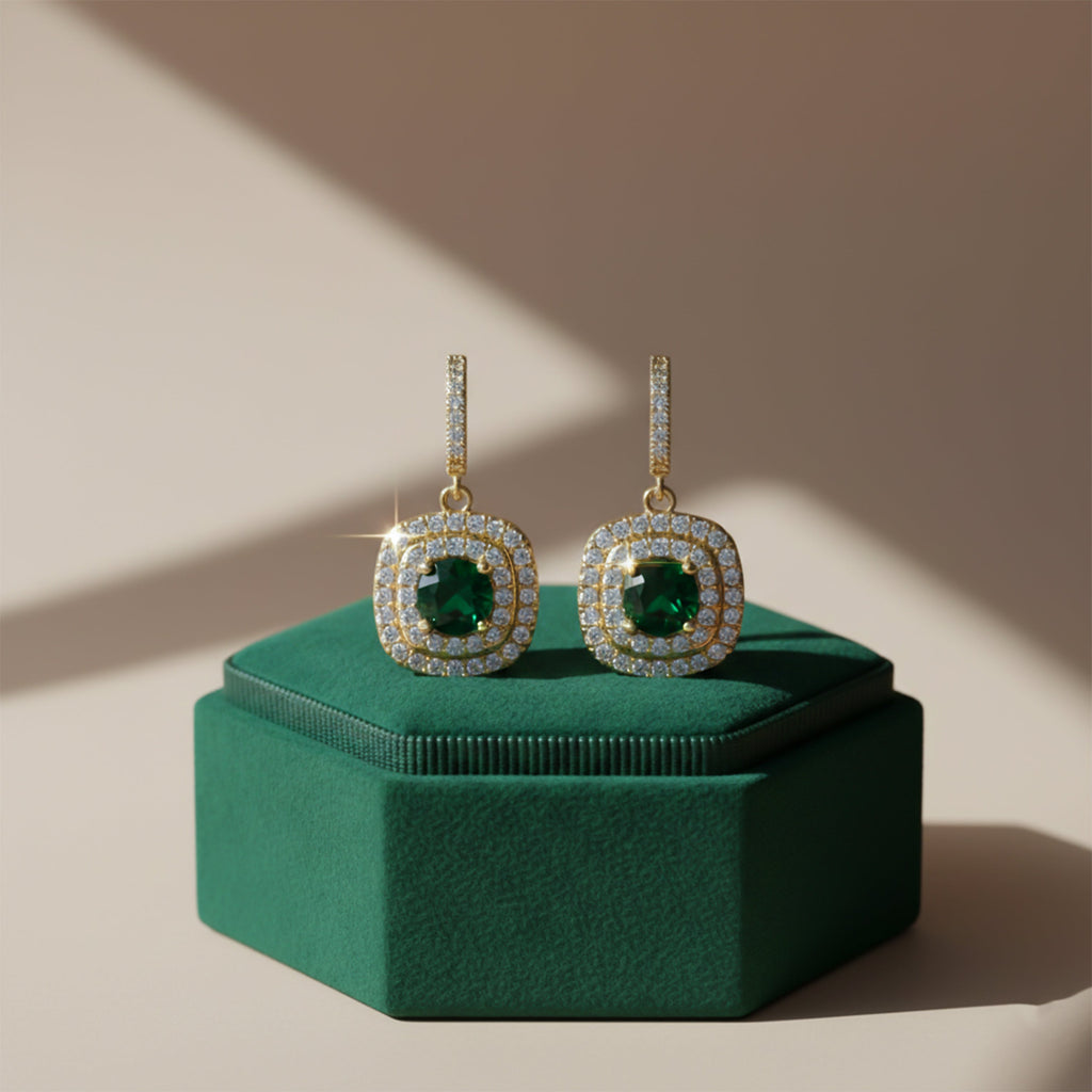 Emerald Green Crystal Drop Earrings GWE -134