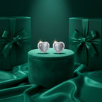Grey Heart Halo Stud Earrings GWE -93