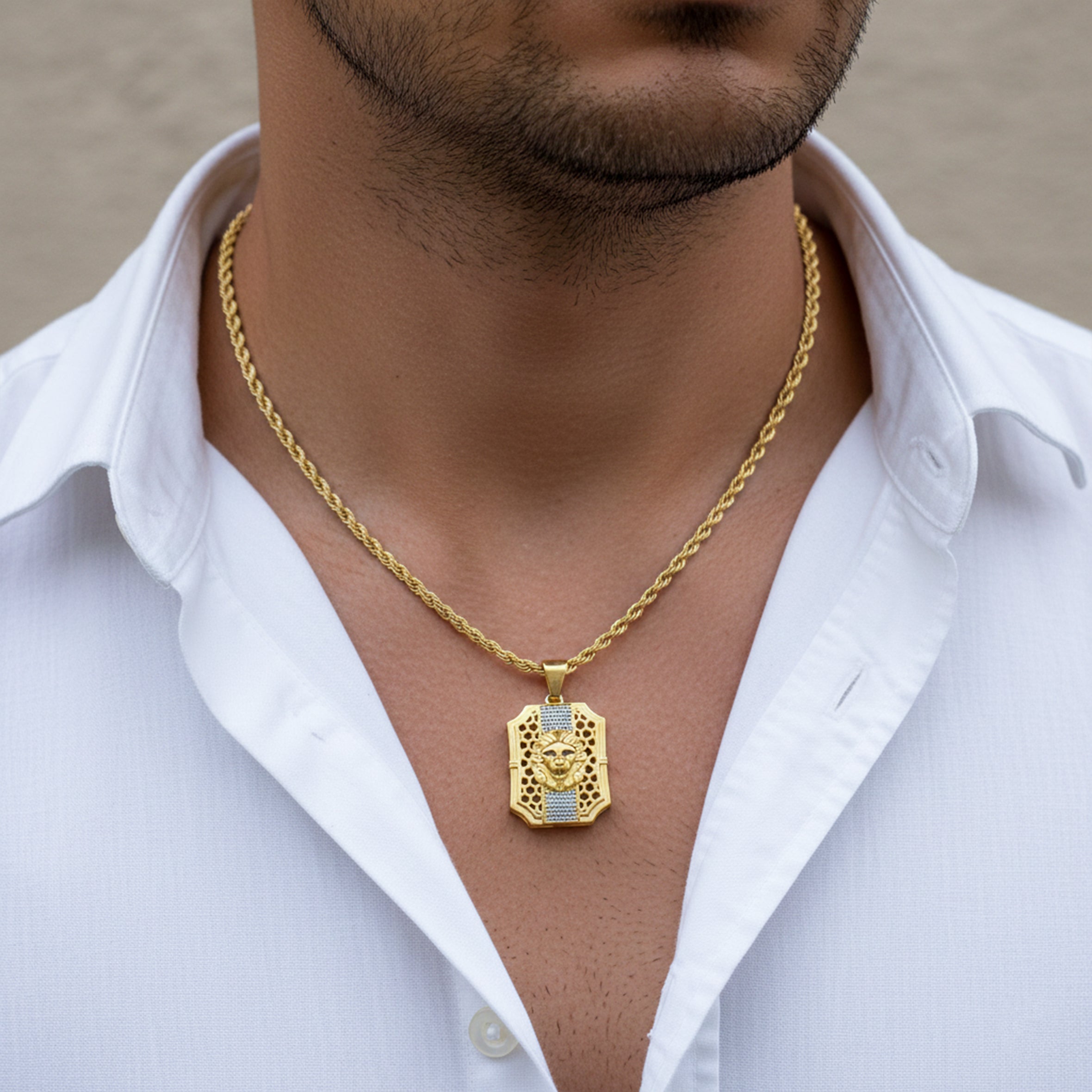 Men’s Lion Shield Pendant Chain GMP -4