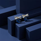 Royal Blue Crystal Bow Stud Earrings GWE -153