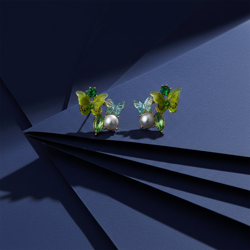 Green Butterfly Earrings -212