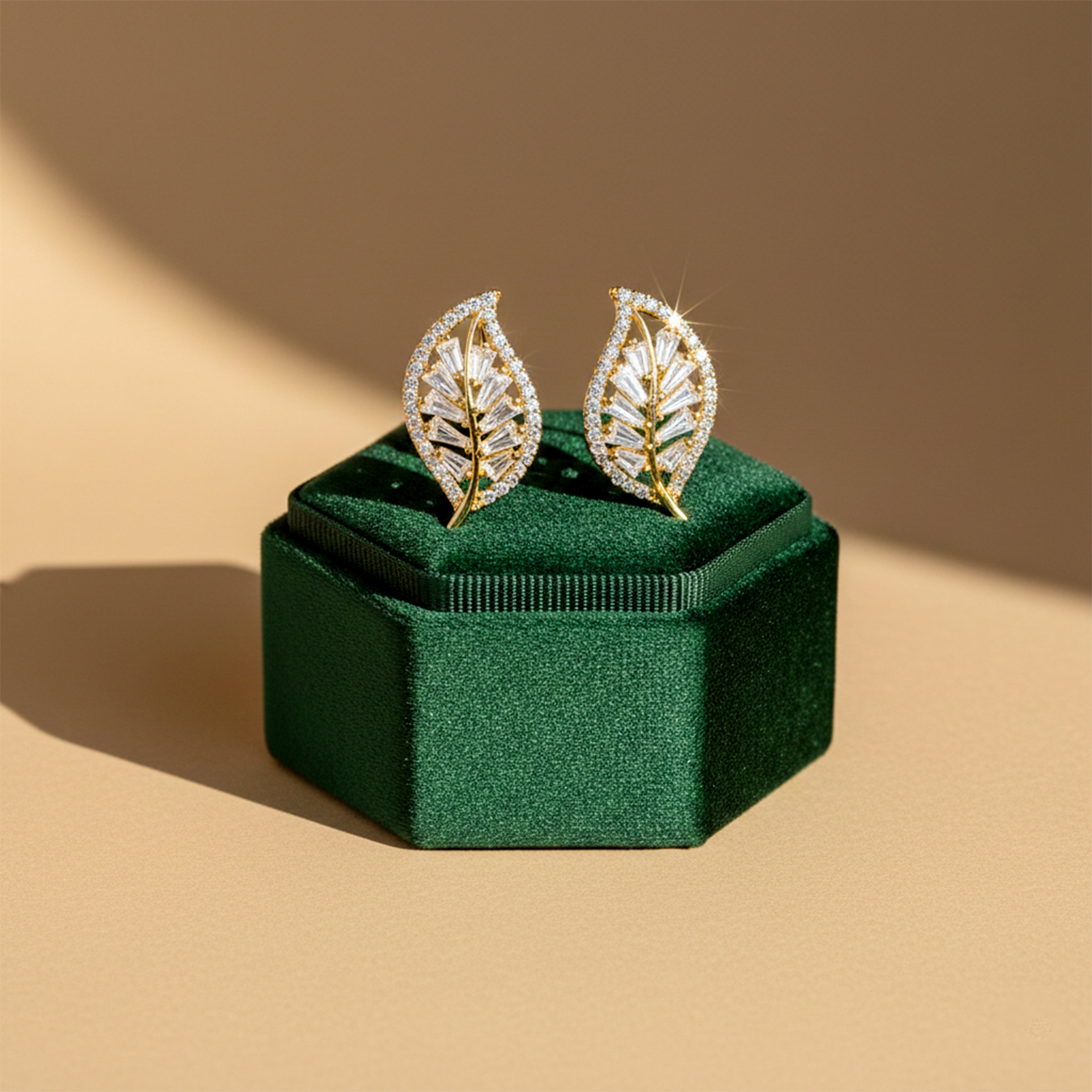 Crystal Leaf Stud Earrings GWE -138