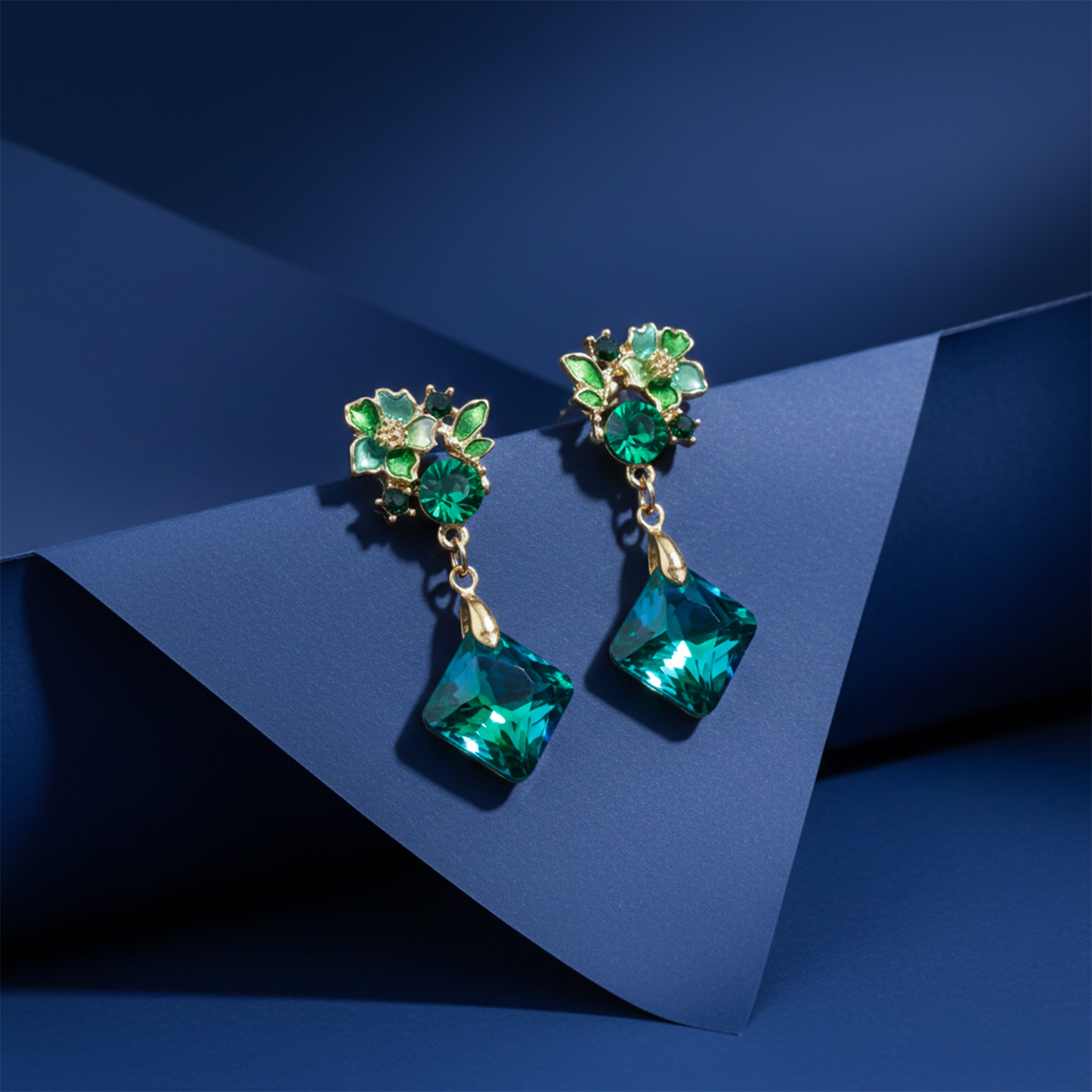 Green Floral Earrings GWE -203