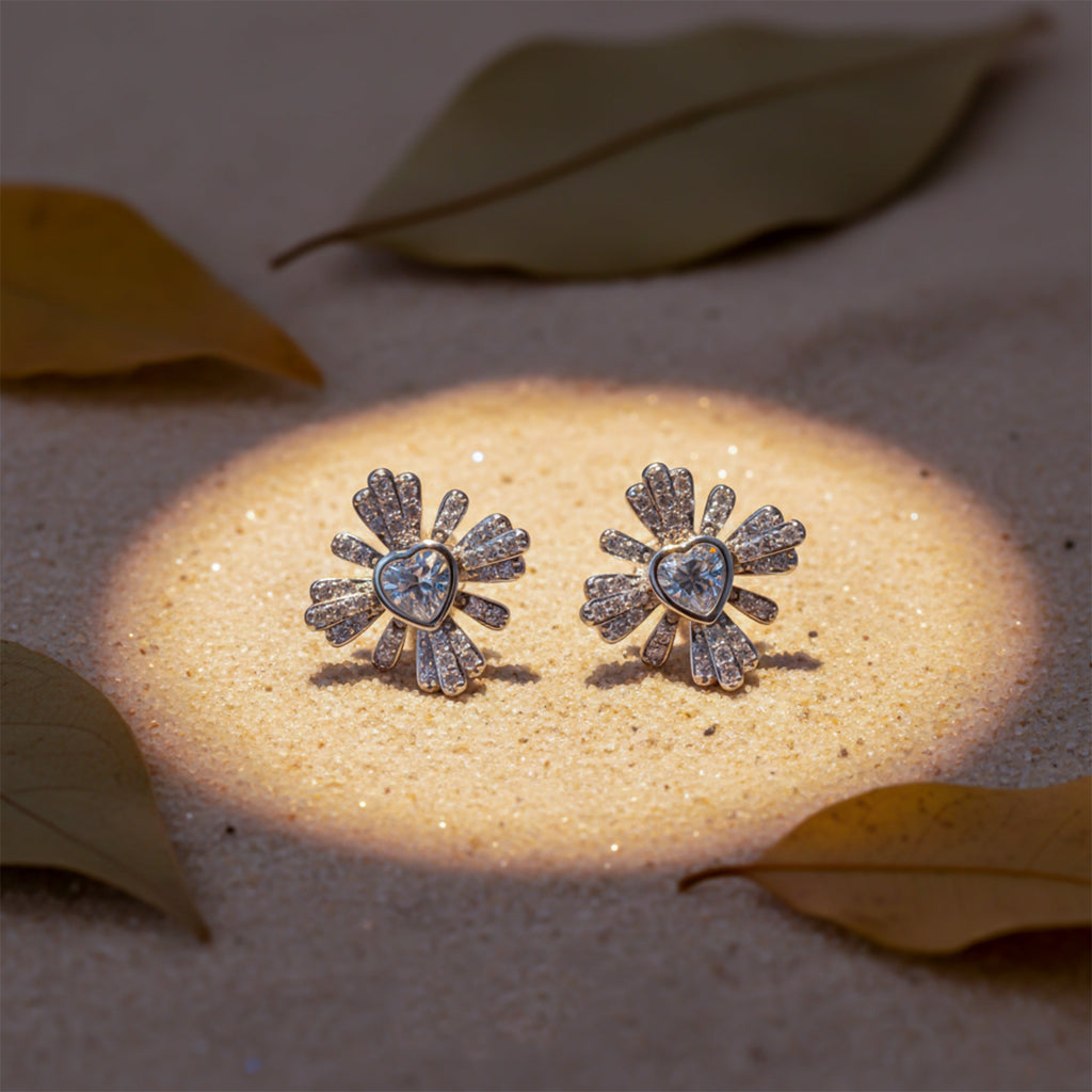 Radiant Heart Bloom Studs GWE -104