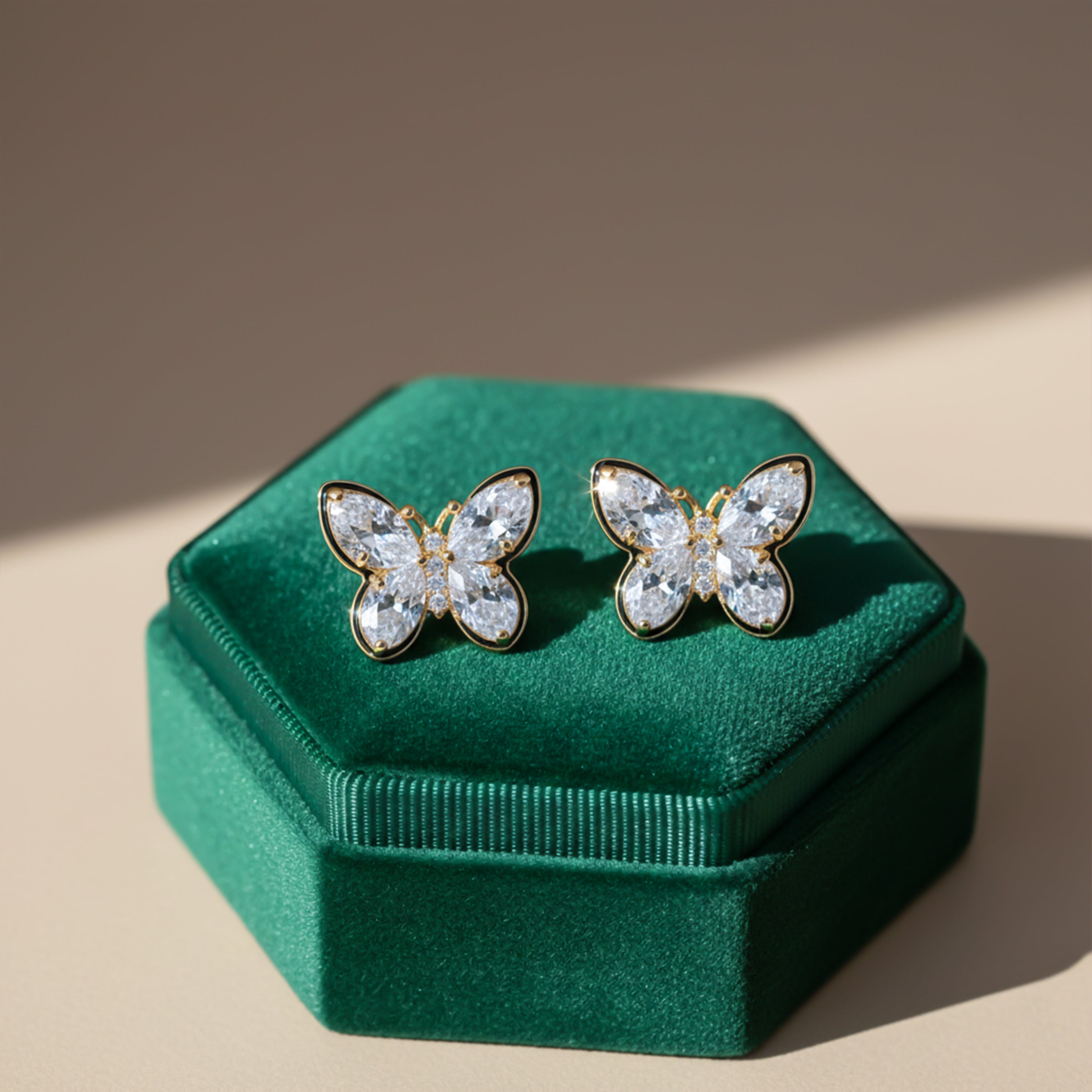 Elegant Butterfly Crystal Stud Earrings GWE -130