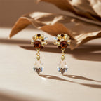 Brown Crystal Floral Drop Earrings GWE -195