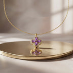 Lavender Blossom Pendant Necklace GWN -97