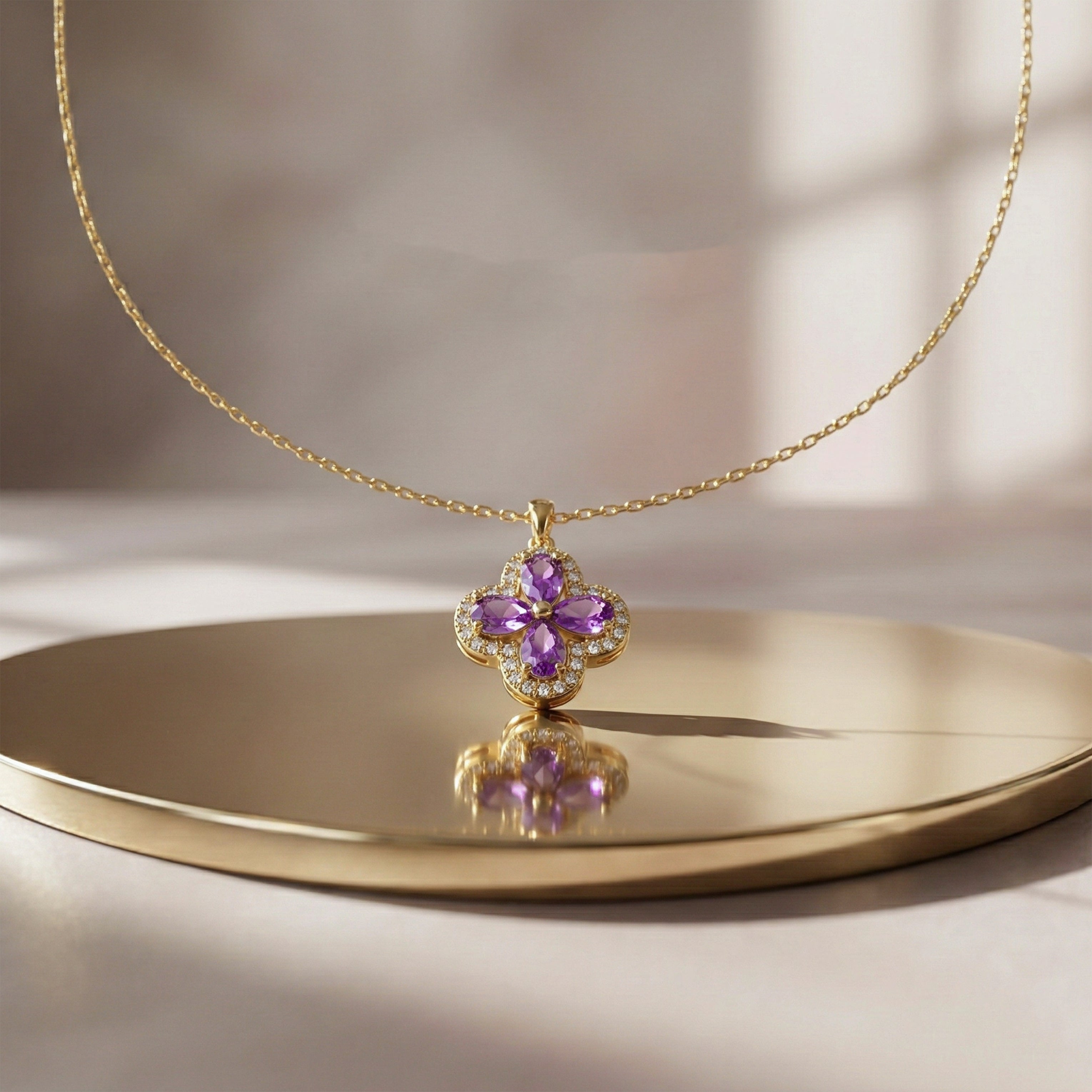 Lavender Blossom Pendant Necklace GWN -97