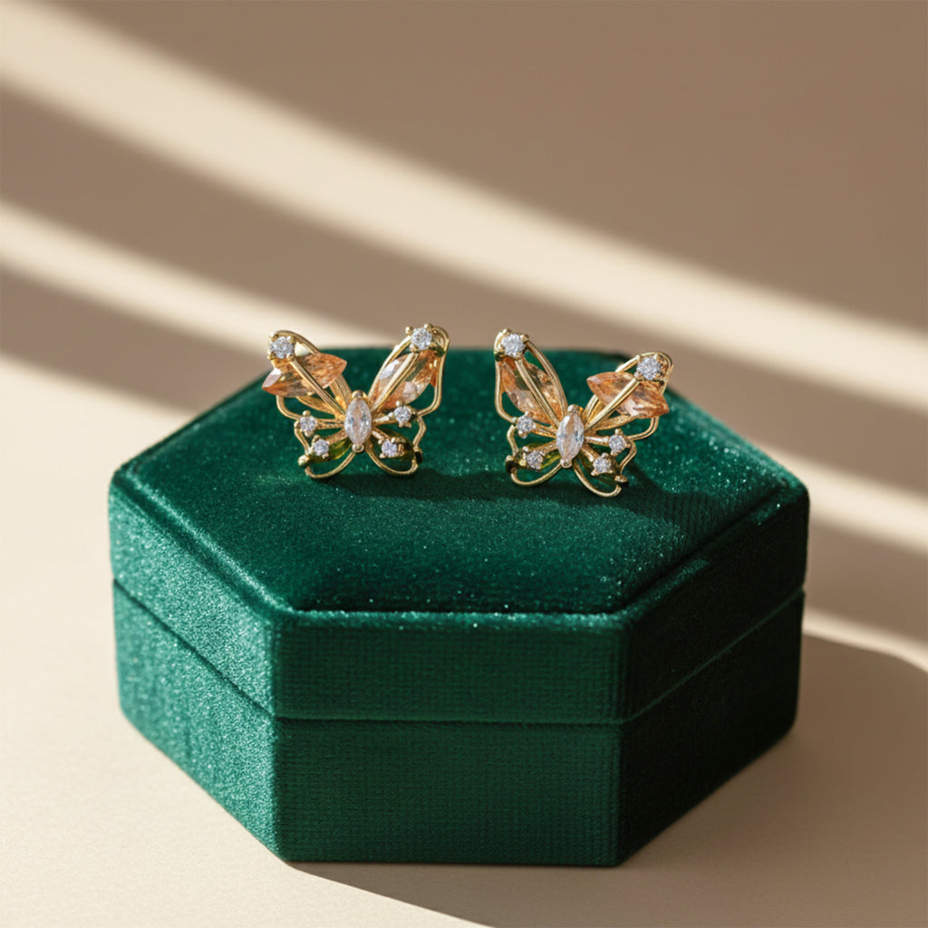 Elegant Butterfly Crystal Stud Earrings GWE -151