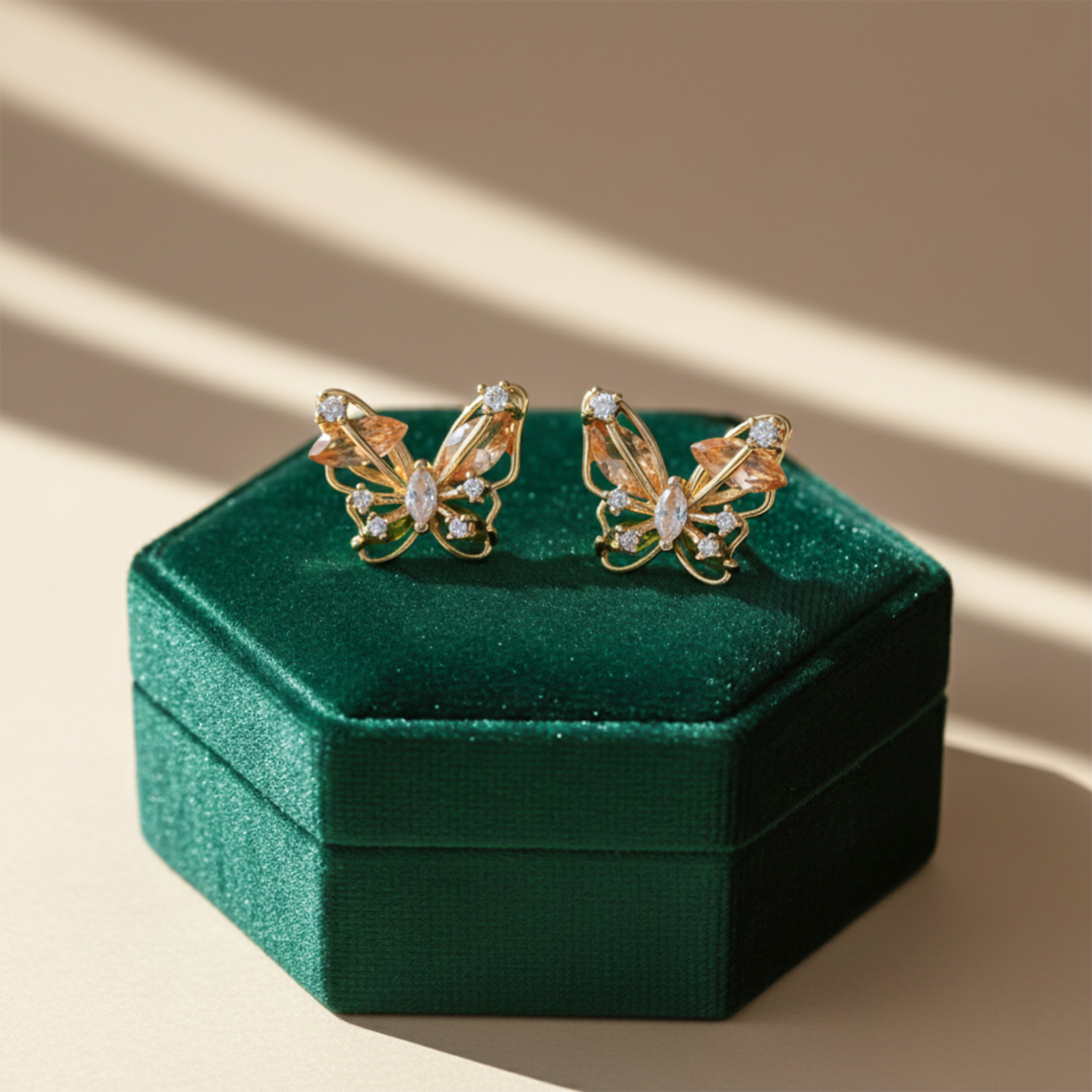 Elegant Butterfly Crystal Stud Earrings GWE -151