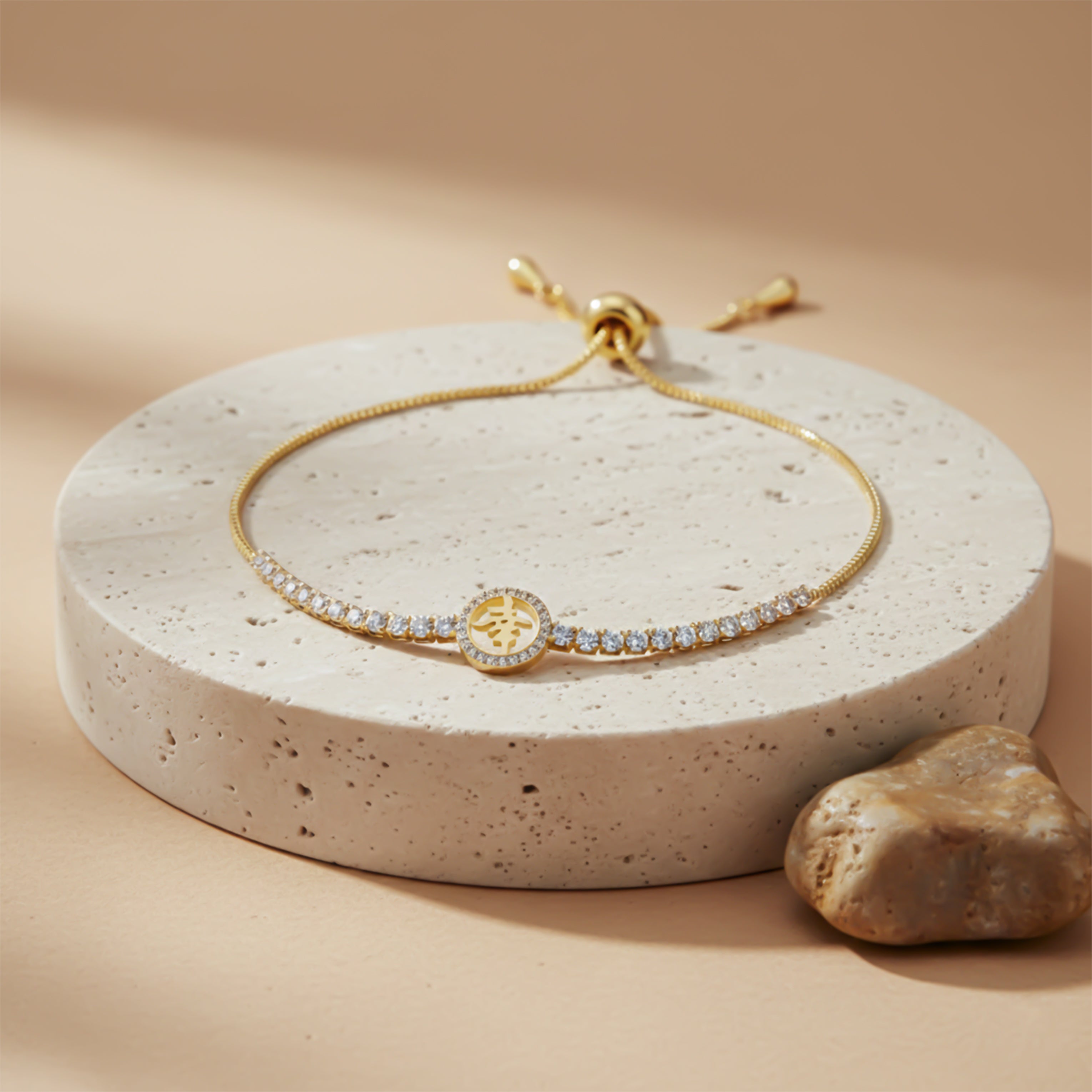 Gold Lucky Symbol Adjustable Bracelet GWB -108
