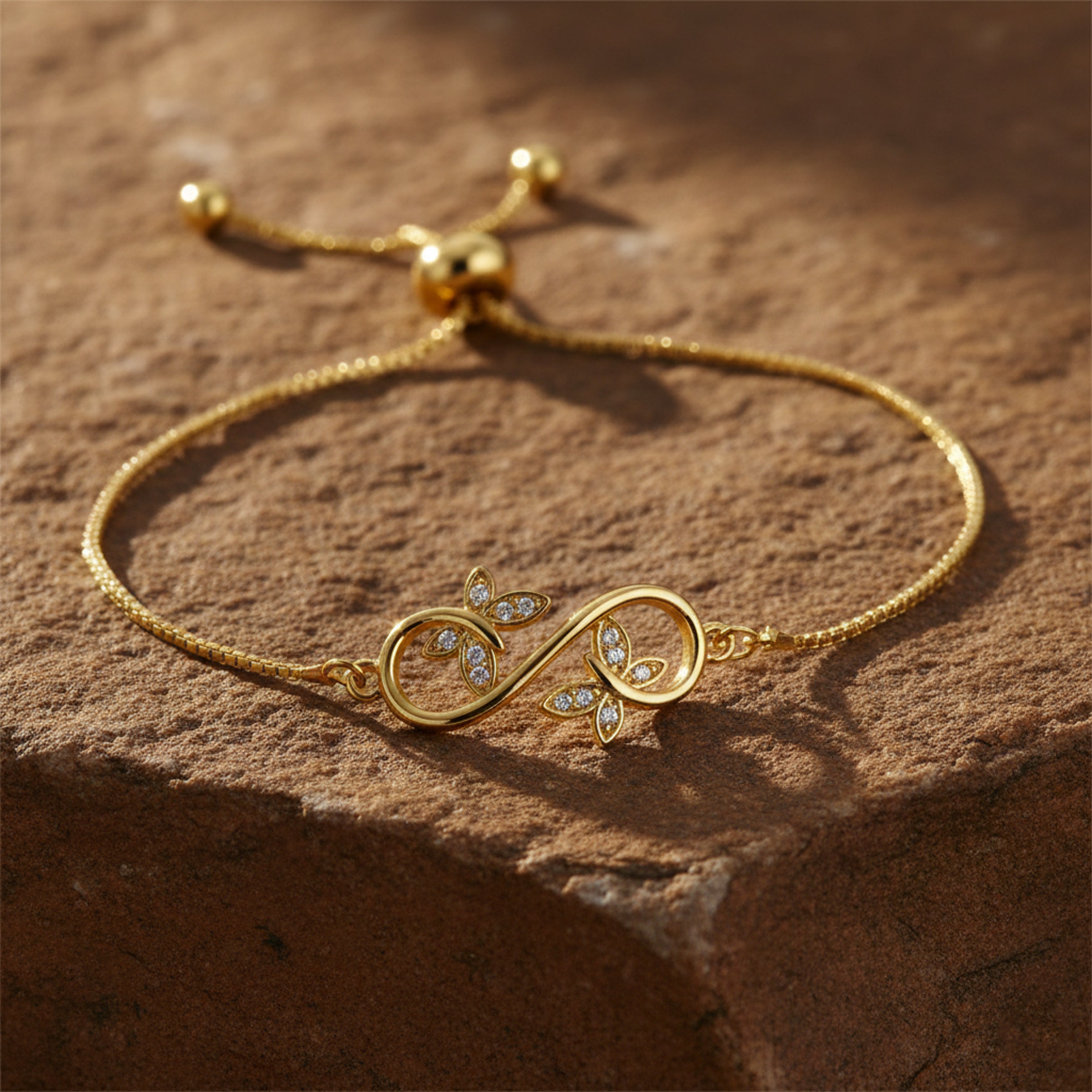Gold Infinity Floral Adjustable Bracelet GWB -165