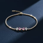 Pink Heart Crystal Tennis Bracelet GWB -95