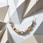 Trio Tone Sculpted Bead Necklace GWN -65