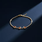 Orange Halo Crystal Tennis Bracelet GWB -94
