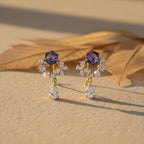 Multi-Stone Floral Gold Drop Earrings GWE -168