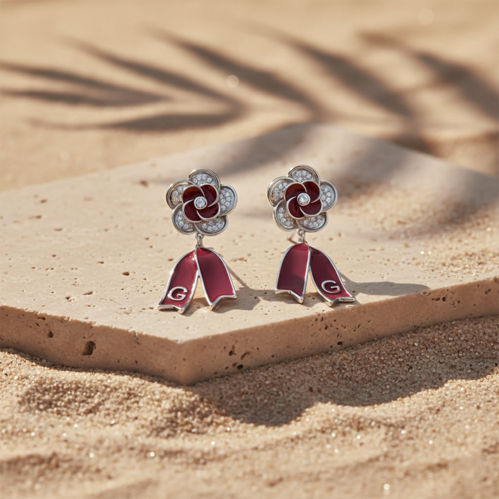 Ruby Bloom Drop Earrings GWE -63