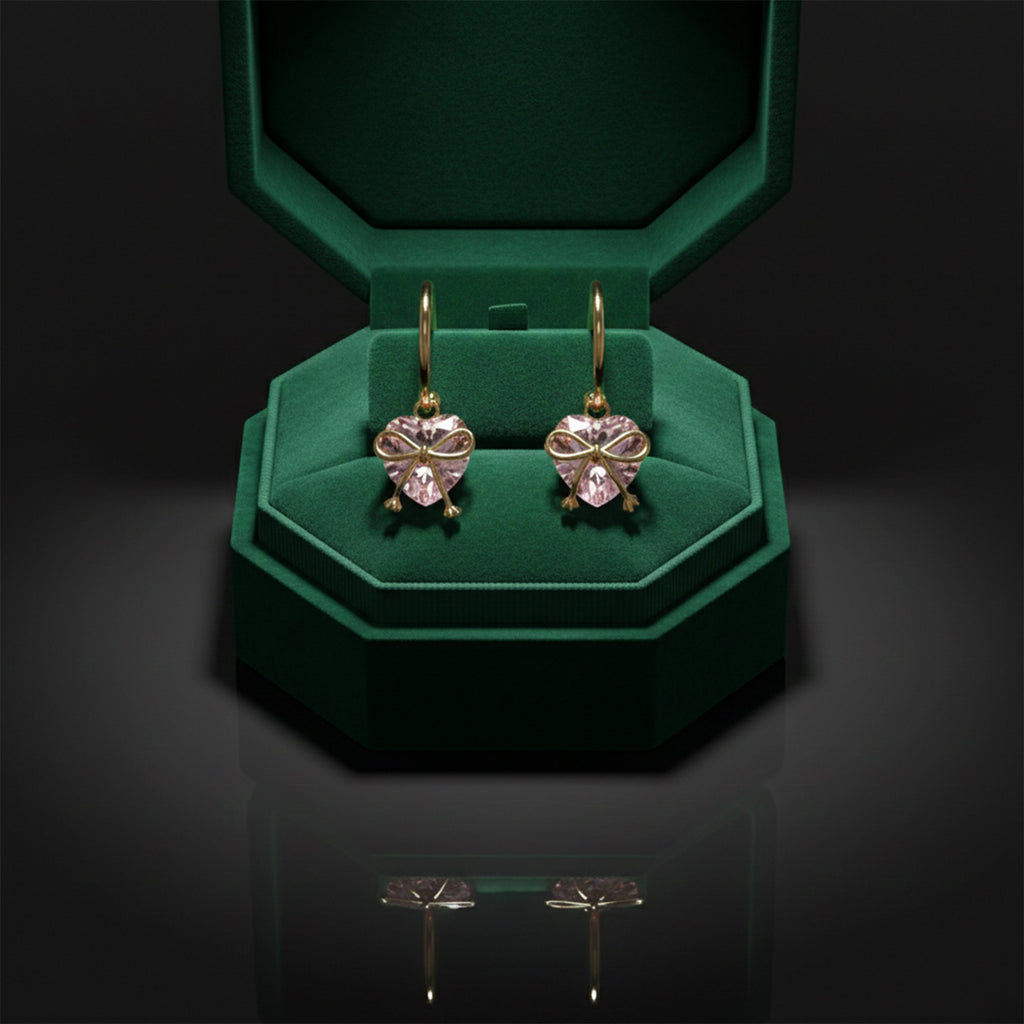 Heart Bow Hoop Earrings GWE -89