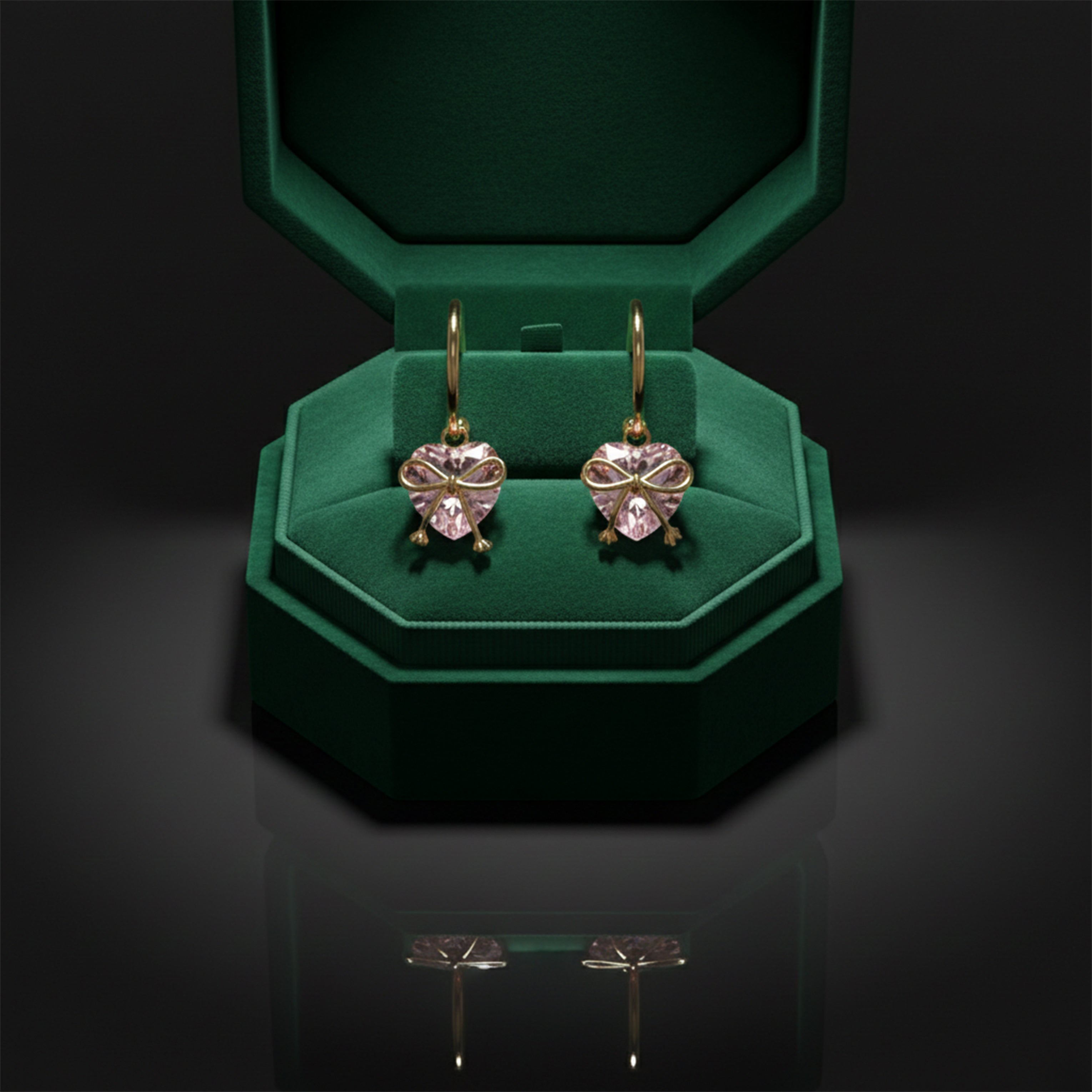 Heart Bow Hoop Earrings GWE -89