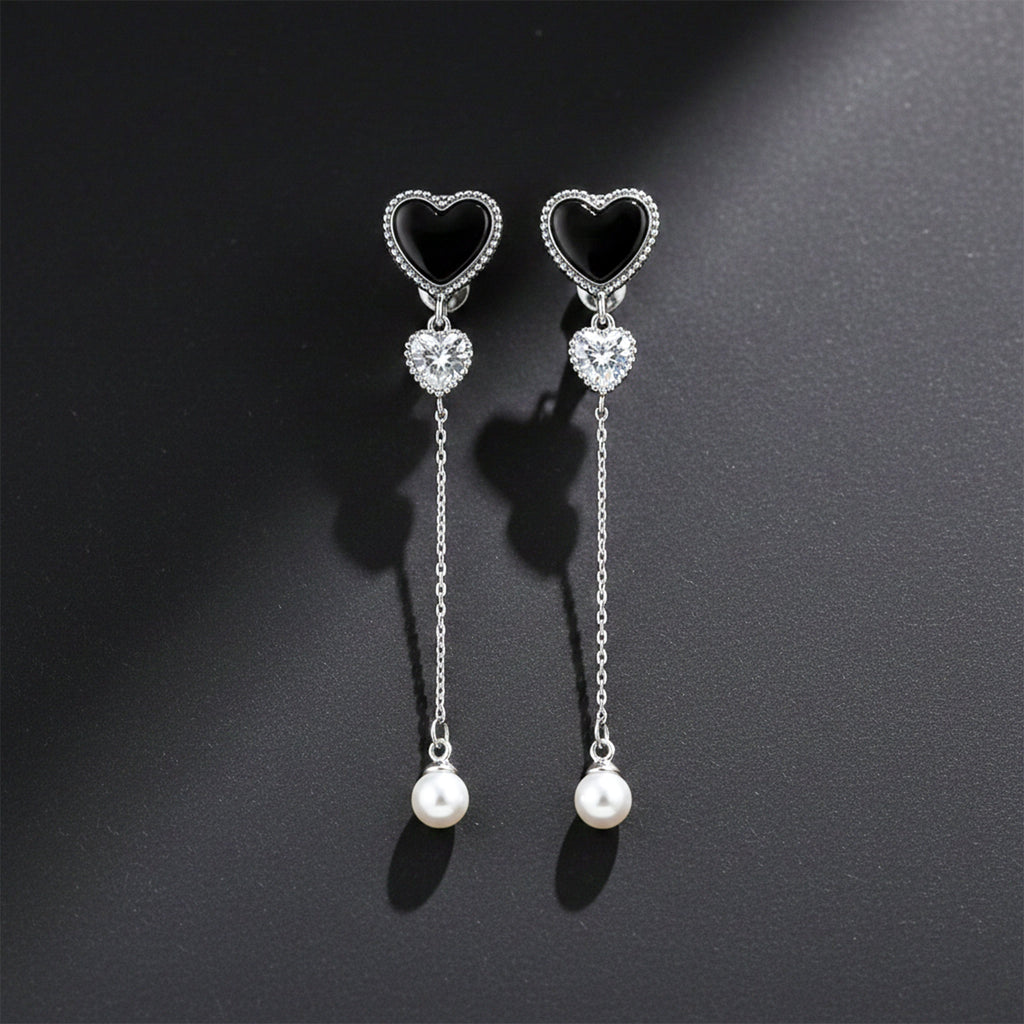 Heart Pearl Drop Earrings GWE -85