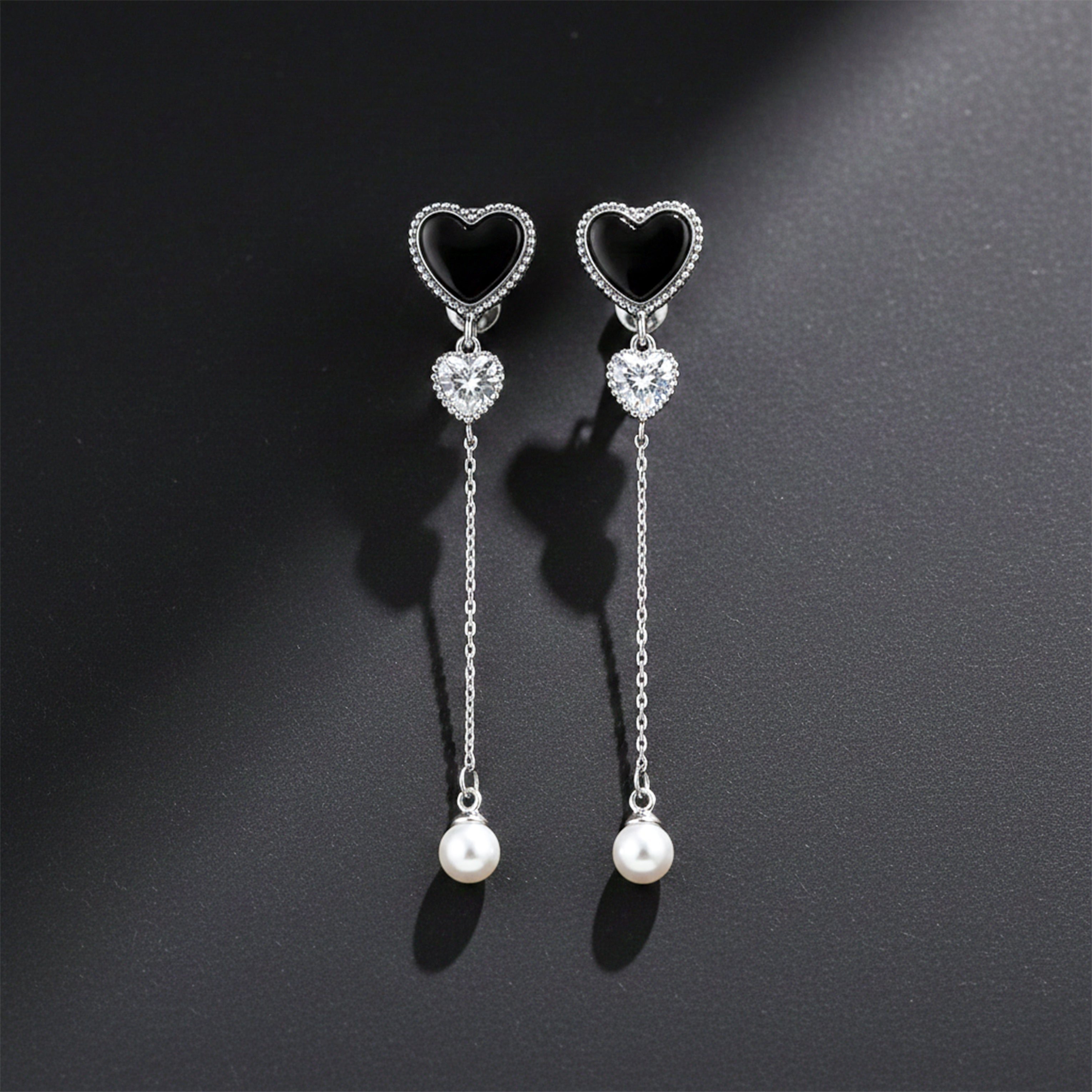 Heart Pearl Drop Earrings GWE -85