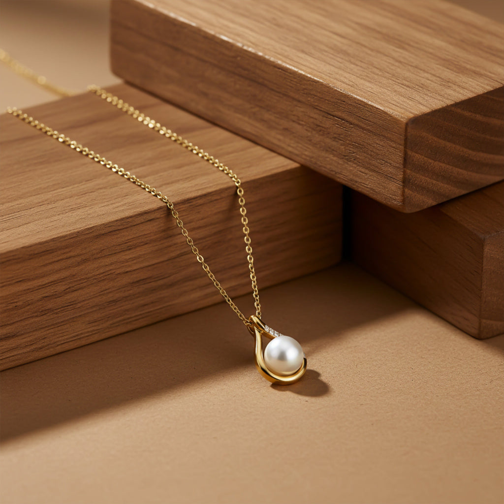 Golden Pearl Drop Necklace GWN -33