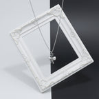 Silver Pearl Bow Heart Pendant Necklace GWN -52