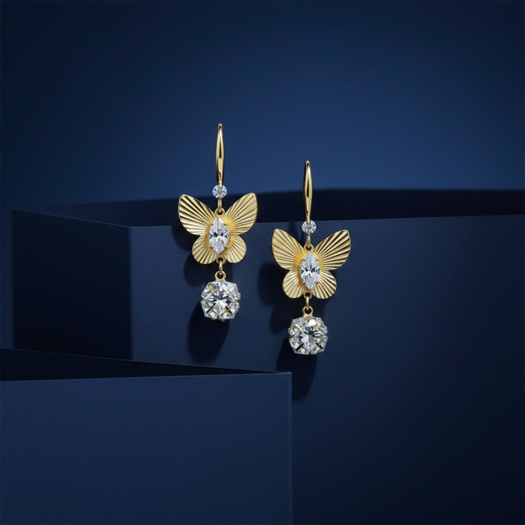 Butterfly Gold Drop Earrings GWE -167