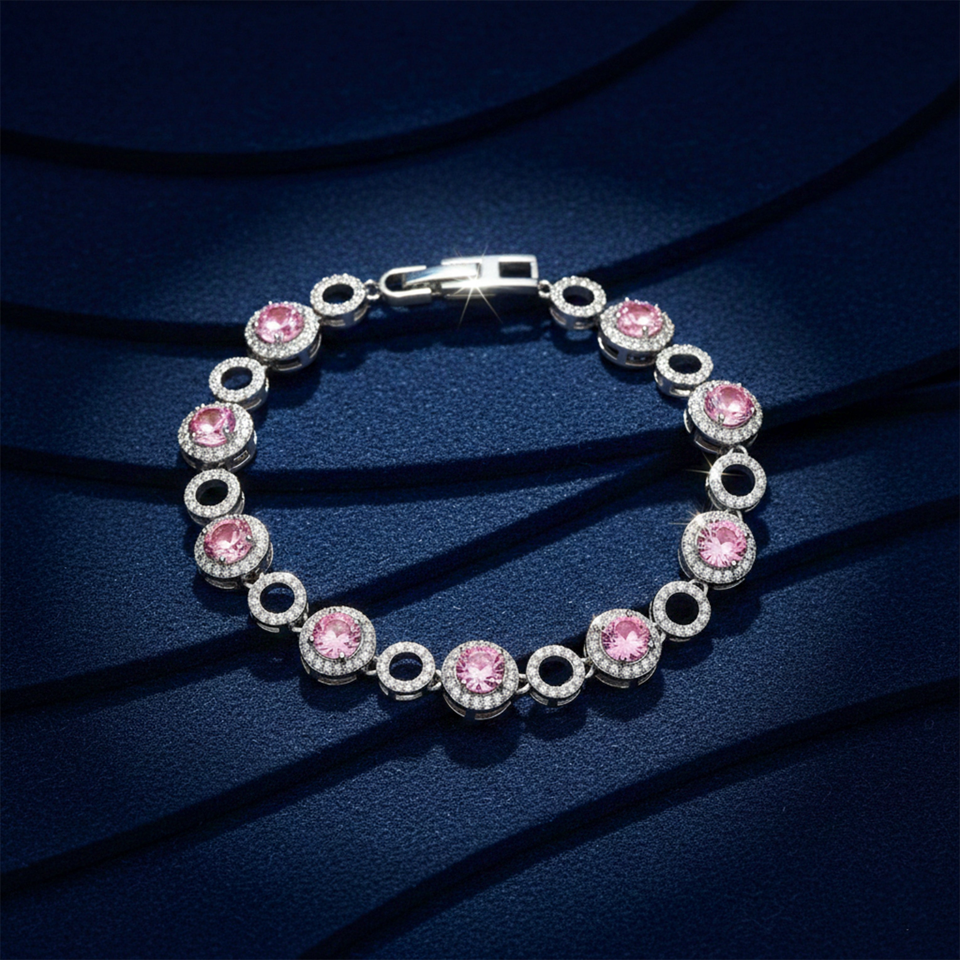 Silver Pink Halo Bracelet GWB -141