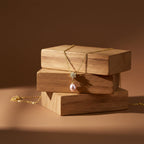 Golden Pearl Drop Charm Necklace GWN -44
