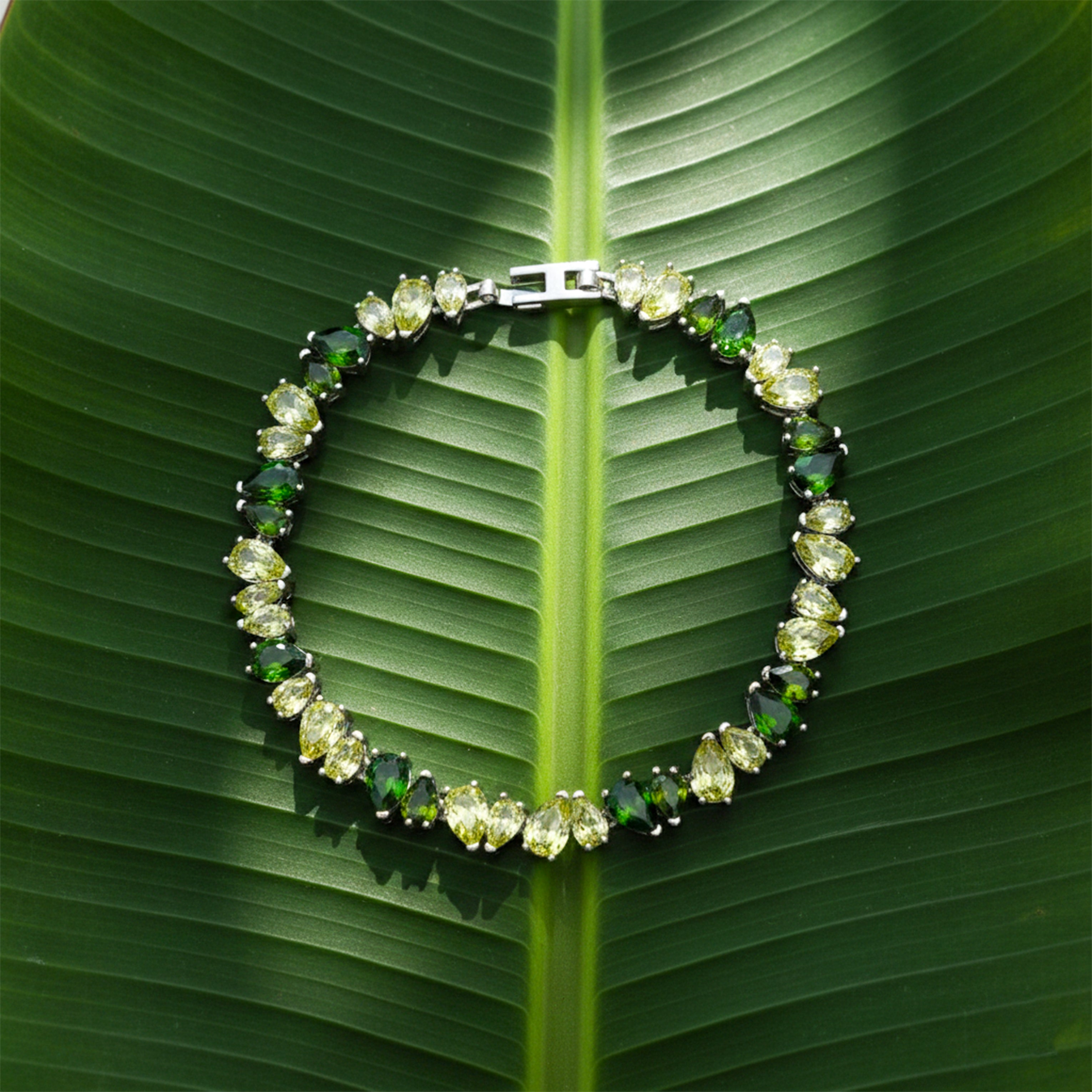 Silver Green Tennis Bracelet GWB -151