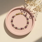 Gold Purple Floral Stone Bracelet GWB -161