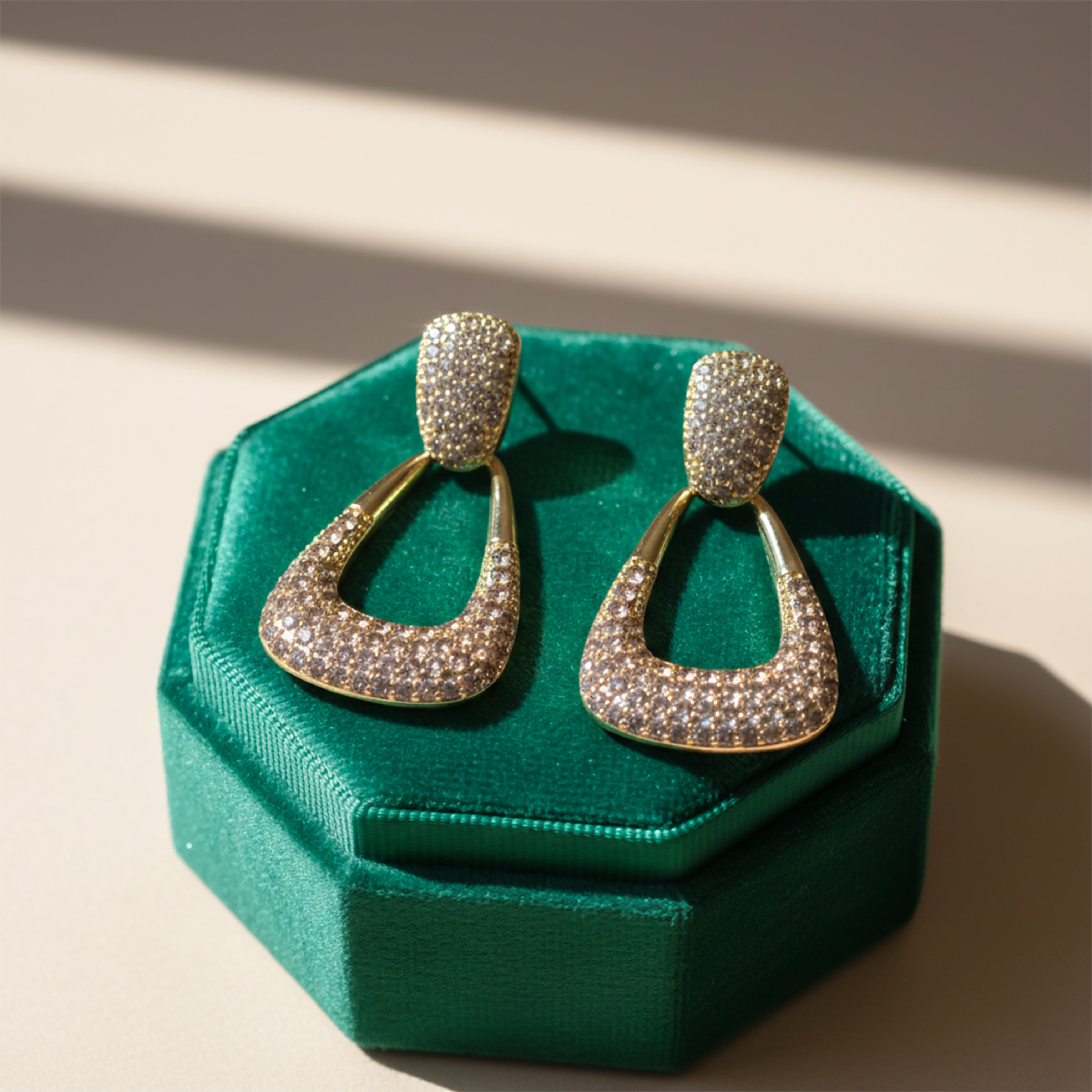 Gold Tone Crystal Earrings GWE -135
