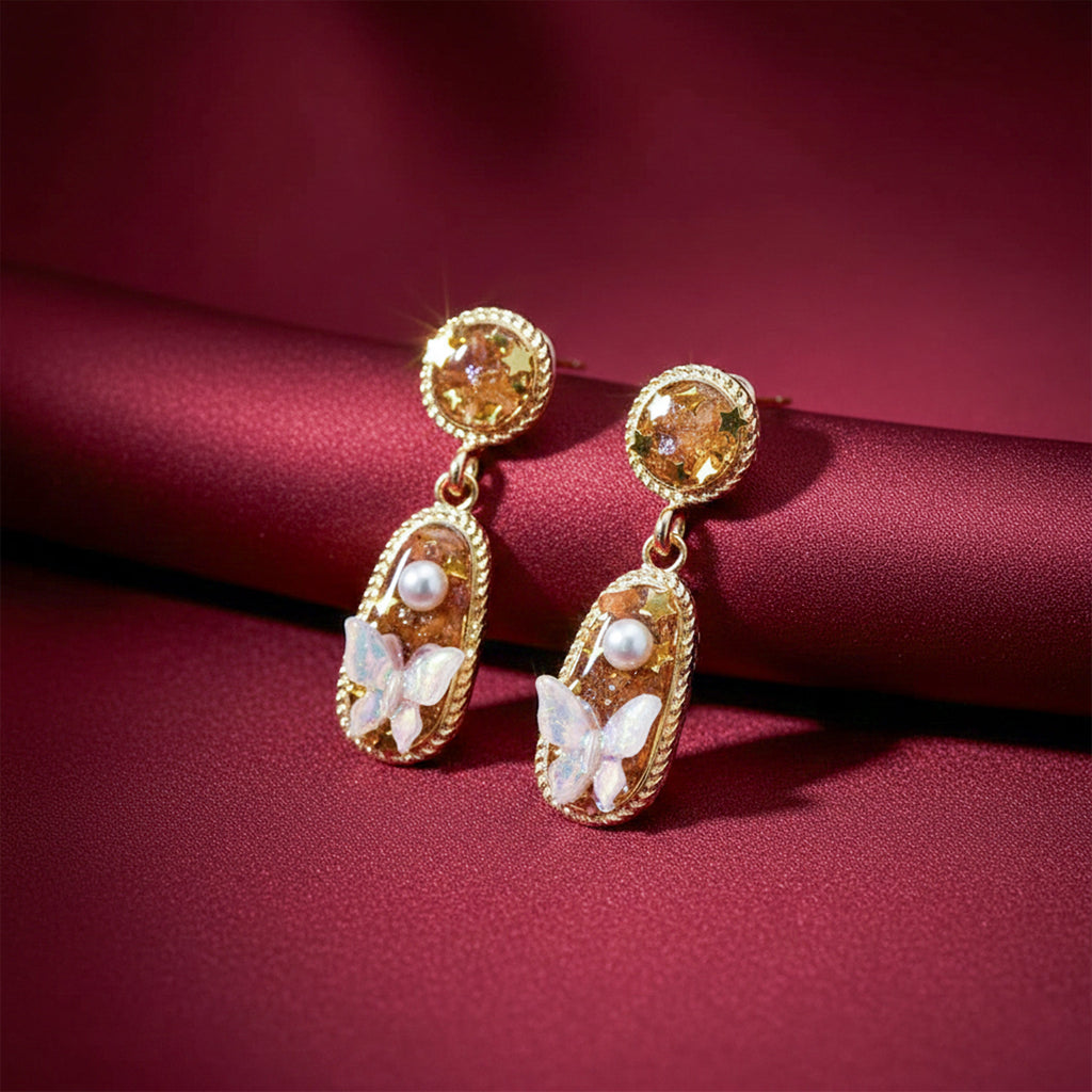 Gold Tone Butterfly Earrings GWE -213