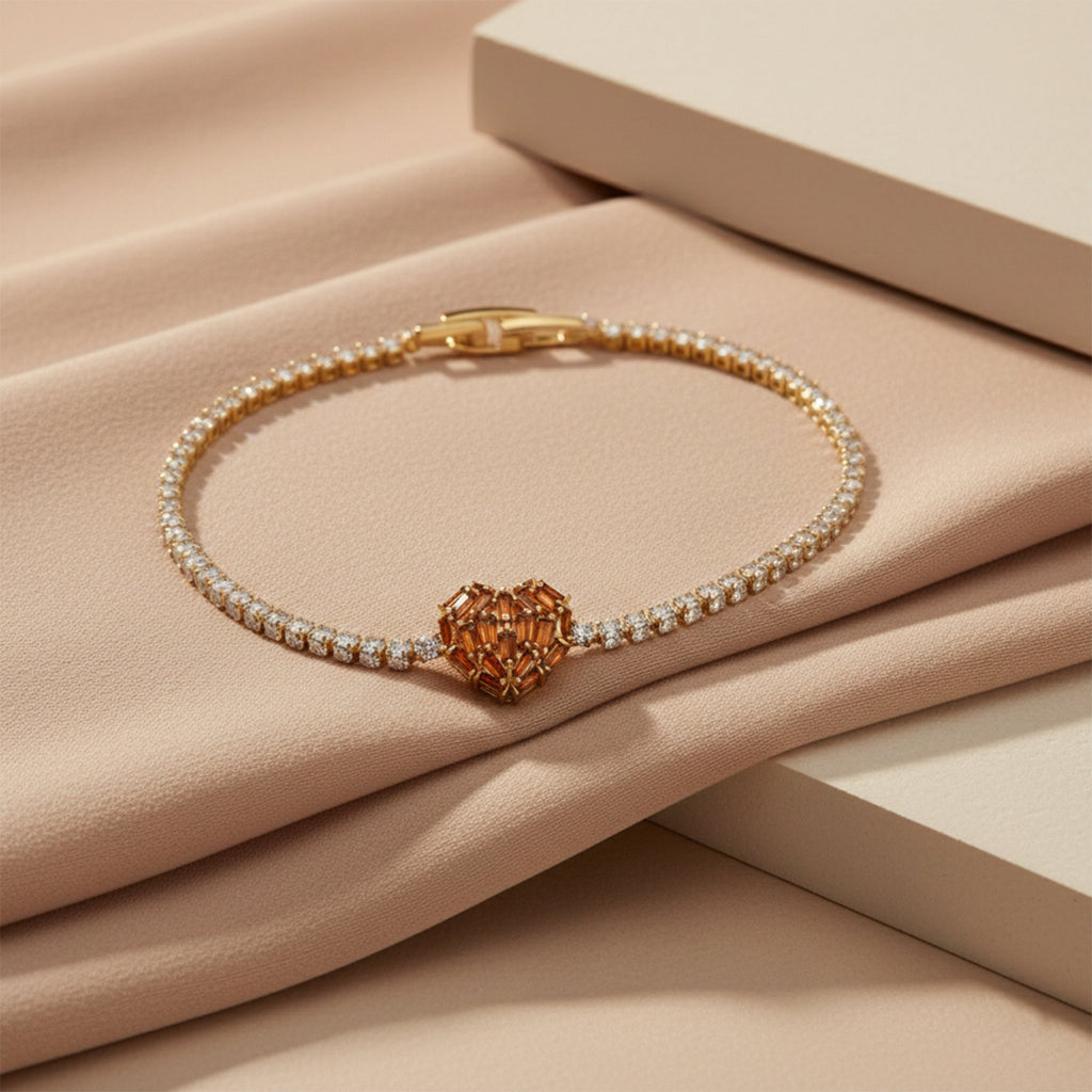 Golden Heart Tennis Bracelet GWB -99